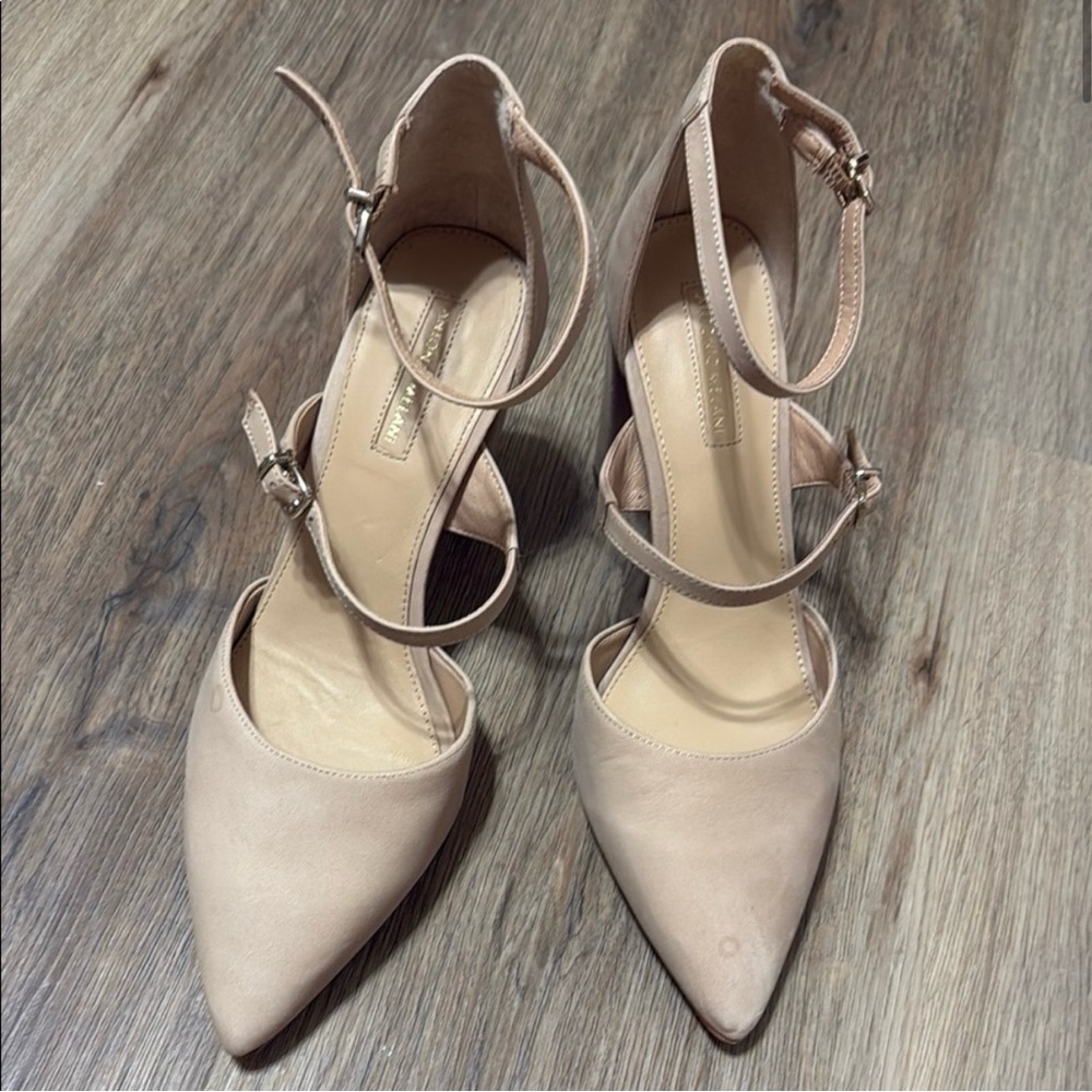 Antonio Melani Nude Ankle Strap Block Heel Pumps 9M
